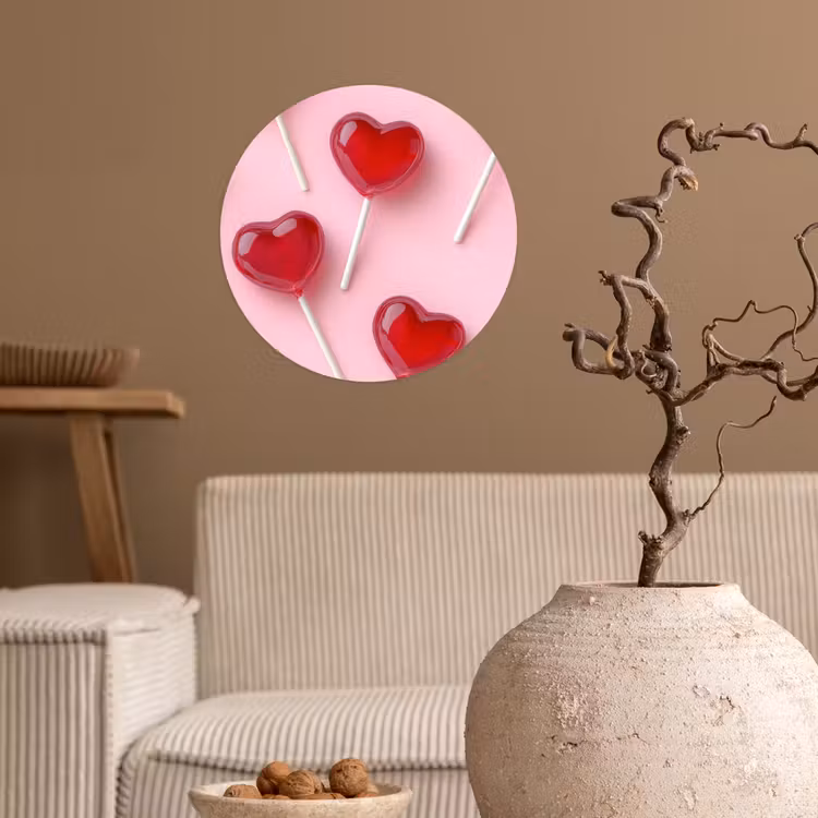 Lollies - Hartjes - Roze Wandcirkel behangsticker klein -sfeer1
