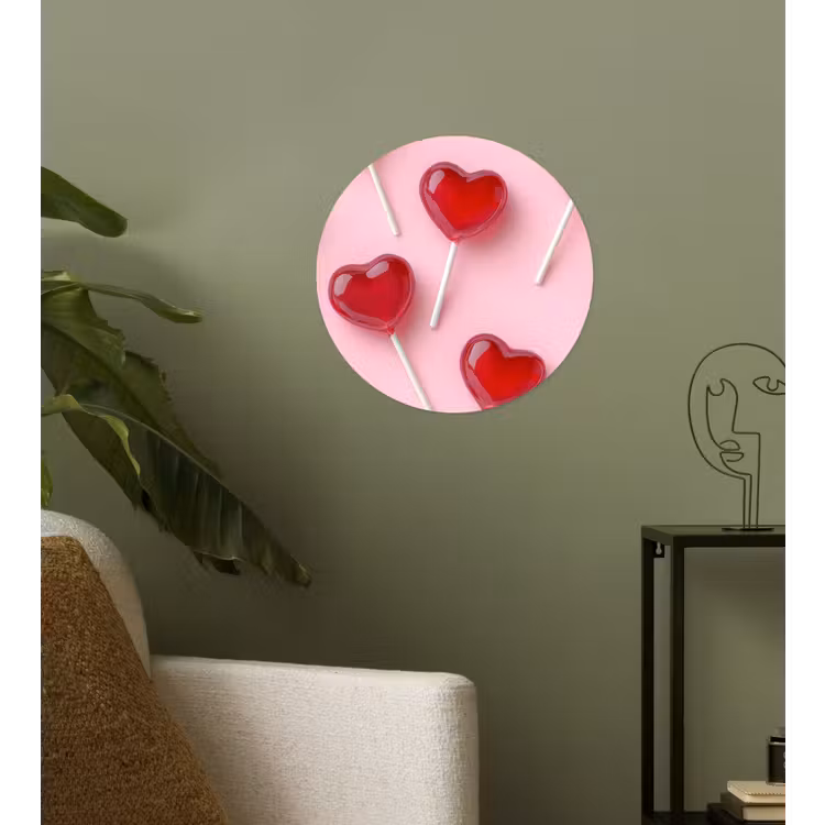 Lollies - Hartjes - Roze Wandcirkel behangsticker klein -sfeer2