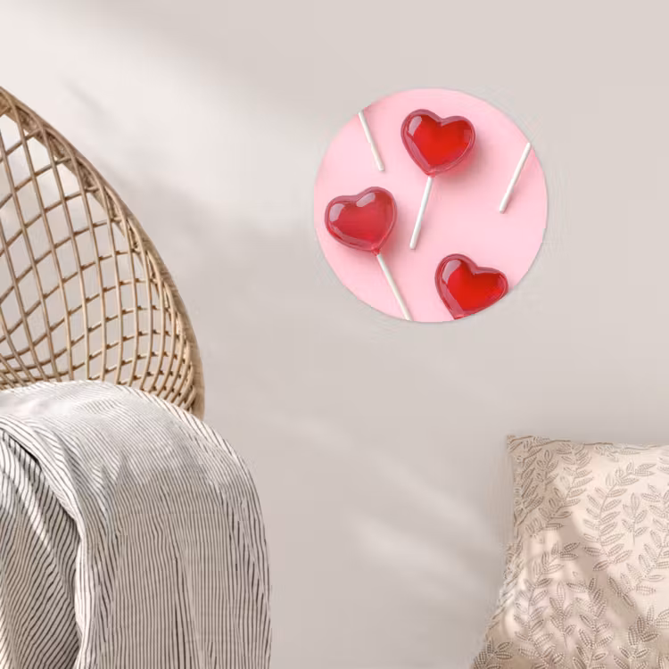 Lollies - Hartjes - Roze Wandcirkel behangsticker klein -sfeer4