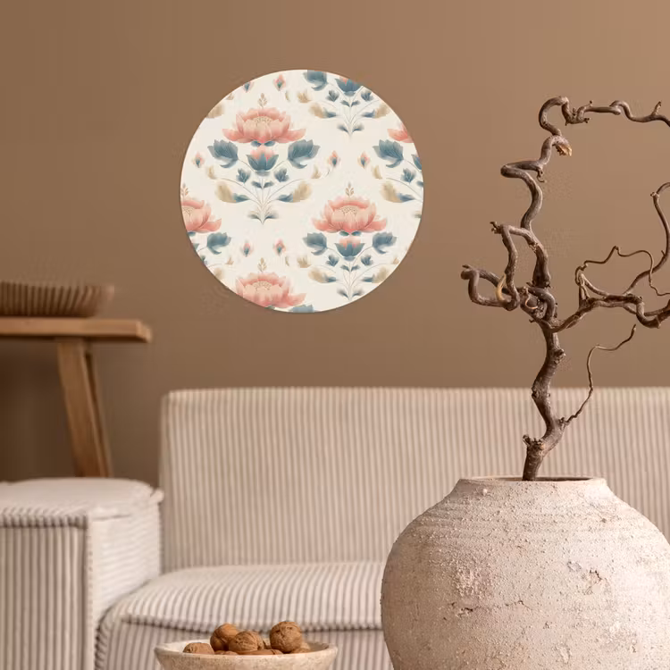 Lotus - Bloemen - Roze Wandcirkel behangsticker klein 186 -sfeer1