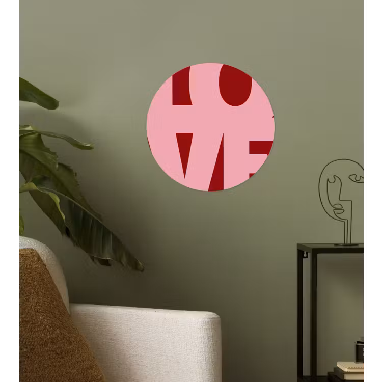 Love - Rood - Blokletters Wandcirkel behangsticker klein -sfeer2