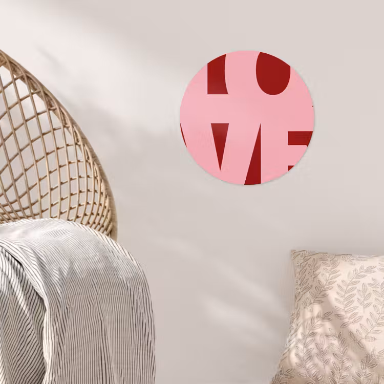 Love - Rood - Blokletters Wandcirkel behangsticker klein -sfeer4