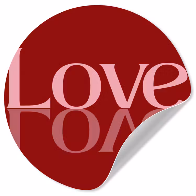 Love - Spiegeling - Rood Wandcirkel behangsticker klein -3d