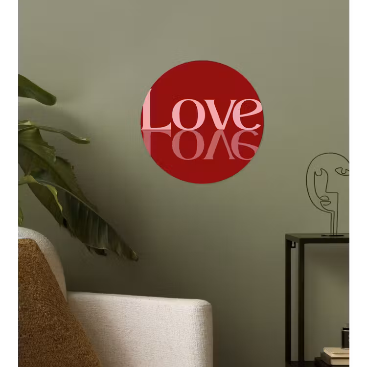 Love - Spiegeling - Rood Wandcirkel behangsticker klein -sfeer2