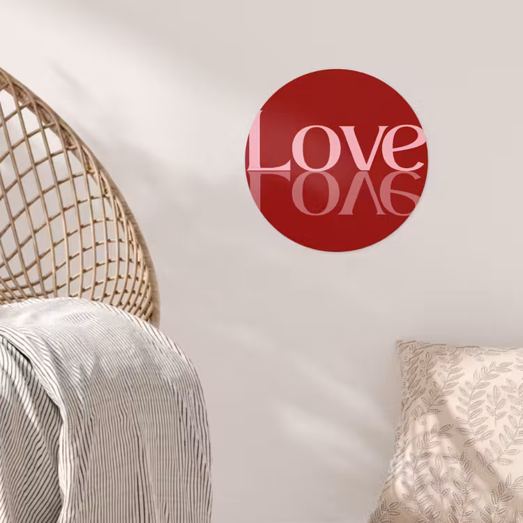 Love - Spiegeling - Rood Wandcirkel behangsticker klein -sfeer4