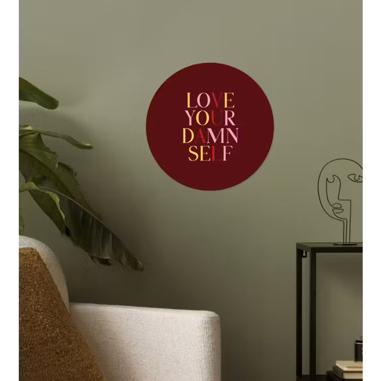 Love your damn self - Kleurrijk - Bordeaux Wandcirkel behangsticker klein -sfeer2