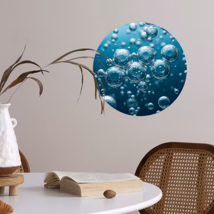 Luchtbellen - Dynamisch - Blauw Wandcirkel behangsticker klein -sfeer3