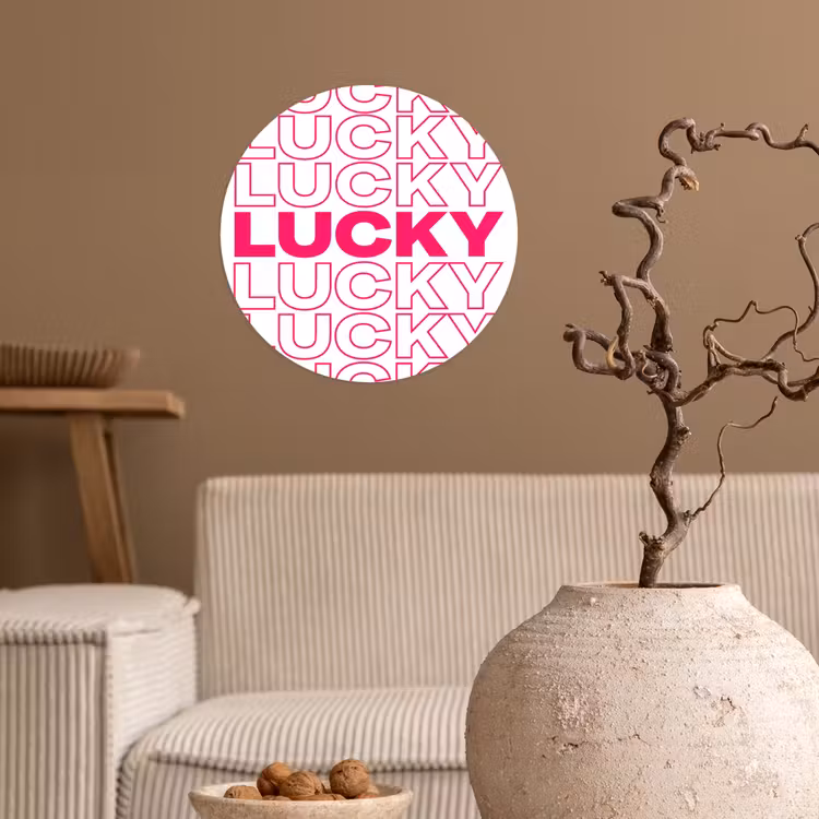 Lucky - Roze - Patroon Wandcirkel behangsticker klein -sfeer1