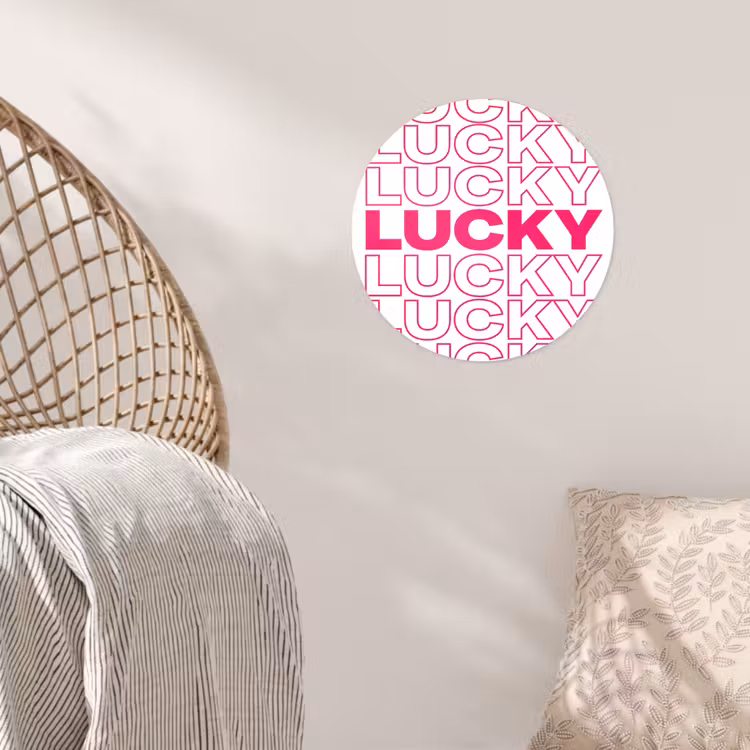 Lucky - Roze - Patroon Wandcirkel behangsticker klein -sfeer4
