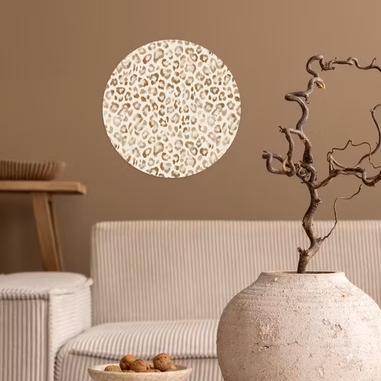 Luipaard - Klassiek - Beige Wandcirkel behangsticker klein 186 -sfeer1