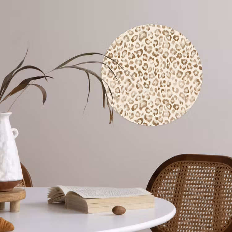 Luipaard - Klassiek - Beige Wandcirkel behangsticker klein 186 -sfeer3