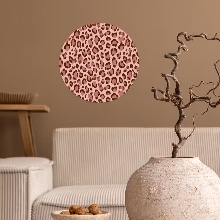 Luipaard - Patroon - Roze Wandcirkel behangsticker klein 186 -sfeer1