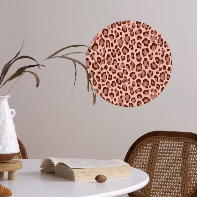 Luipaard - Patroon - Roze Wandcirkel behangsticker klein 186 -sfeer3