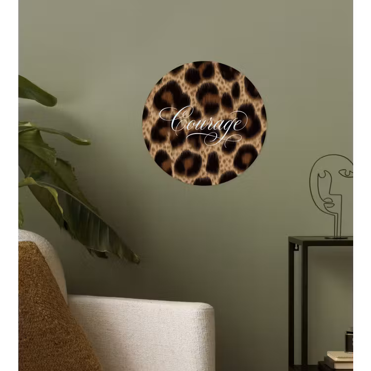 Luipaardprint - Bruin - Courage - Sierlijk Wandcirkel behangsticker klein -sfeer2