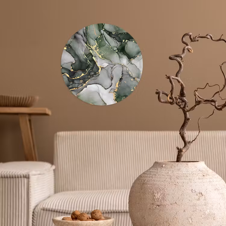 Luxe - Marmer - Groen Wandcirkel behangsticker klein -sfeer1