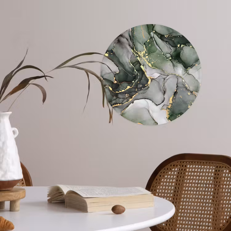 Luxe - Marmer - Groen Wandcirkel behangsticker klein -sfeer3