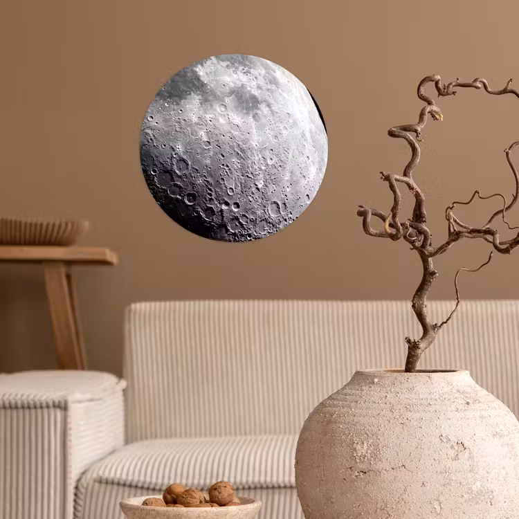 Behangcirkel - Maan - Kraters - Ruimte - Maan - Kraters - Ruimte Wandcirkel behangsticker klein