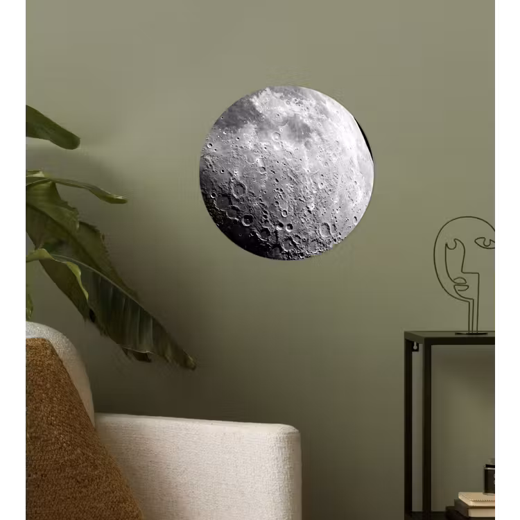 Behangcirkel - Maan - Kraters - Ruimte - Maan - Kraters - Ruimte Wandcirkel behangsticker klein