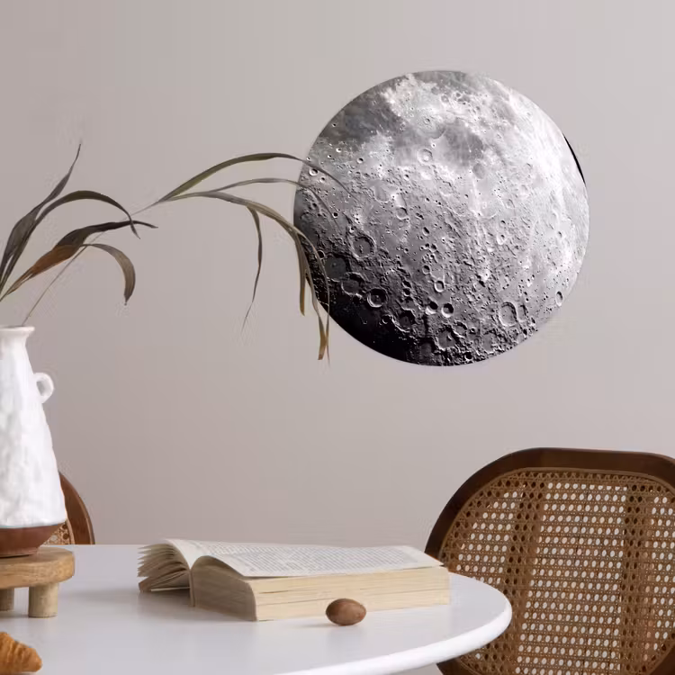 Behangcirkel - Maan - Kraters - Ruimte - Maan - Kraters - Ruimte Wandcirkel behangsticker klein