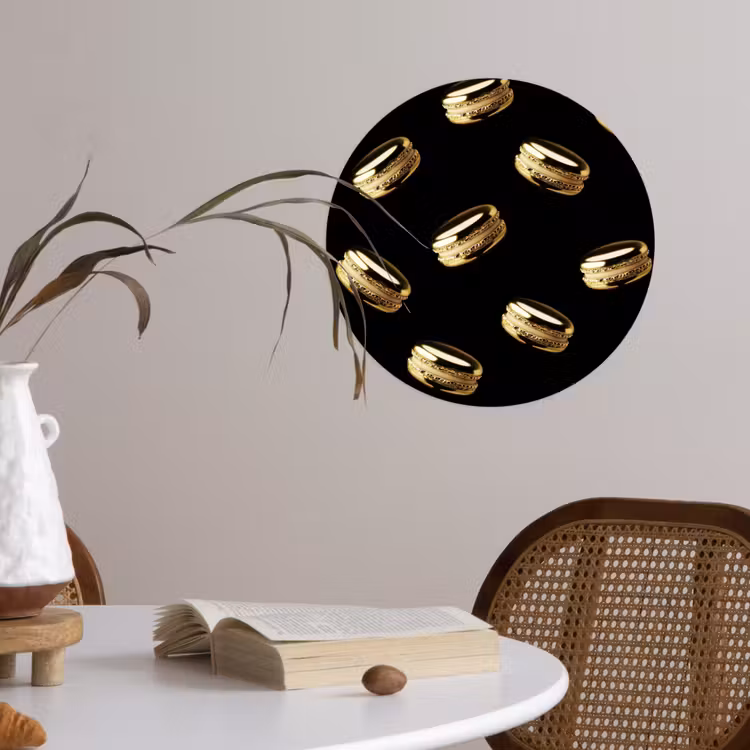 Macarons - Patroon - Goud - Zwart Wandcirkel behangsticker klein -sfeer3