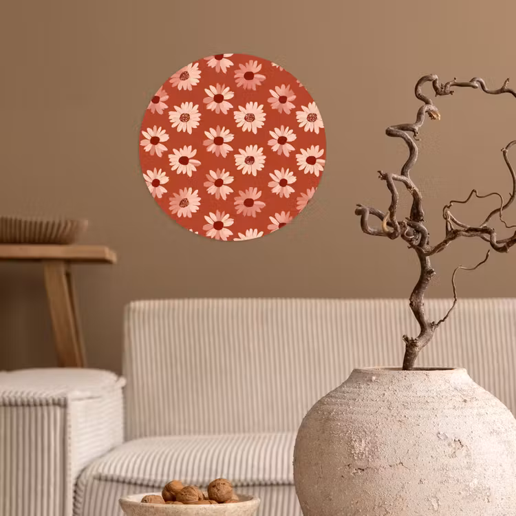 Madelief - Retro - Terracotta Wandcirkel behangsticker klein 186 -sfeer1