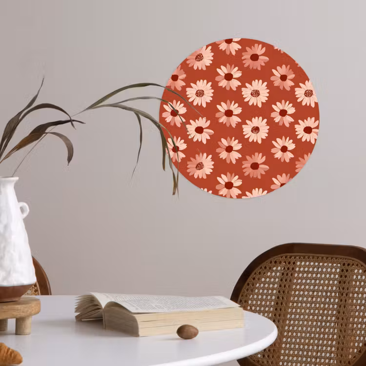 Madelief - Retro - Terracotta Wandcirkel behangsticker klein 186 -sfeer3