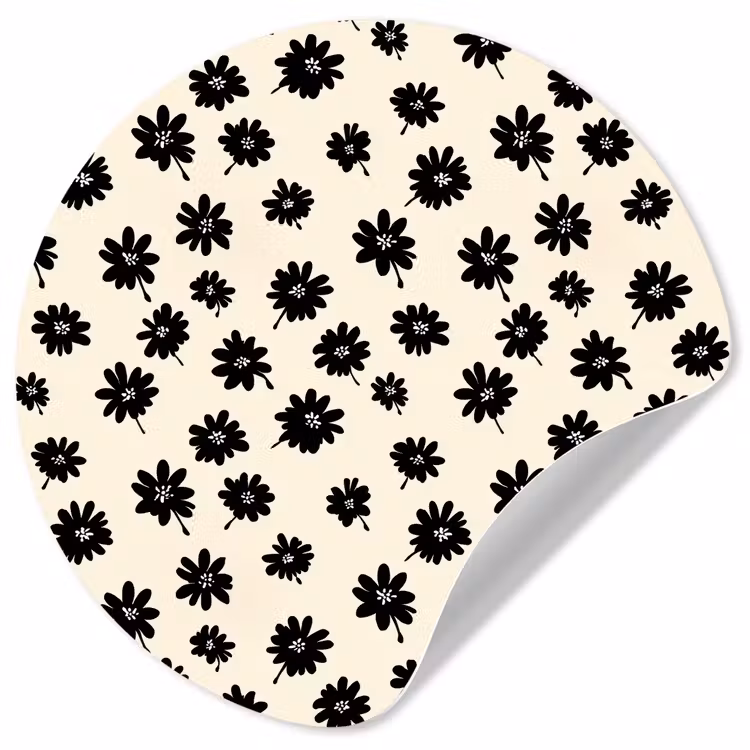 Madeliefjes - Grafisch - Zwart - Beige Wandcirkel behangsticker klein 186 -3d