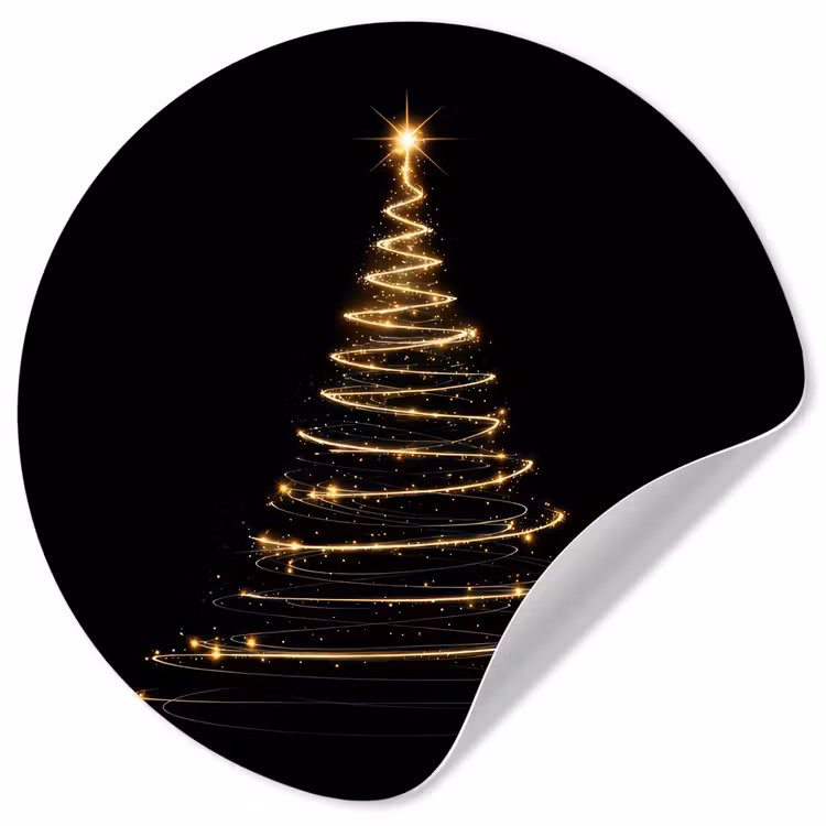 Magisch - Kerstboom - Lichtspiralen - Zwart Wandcirkel behangsticker klein -3d