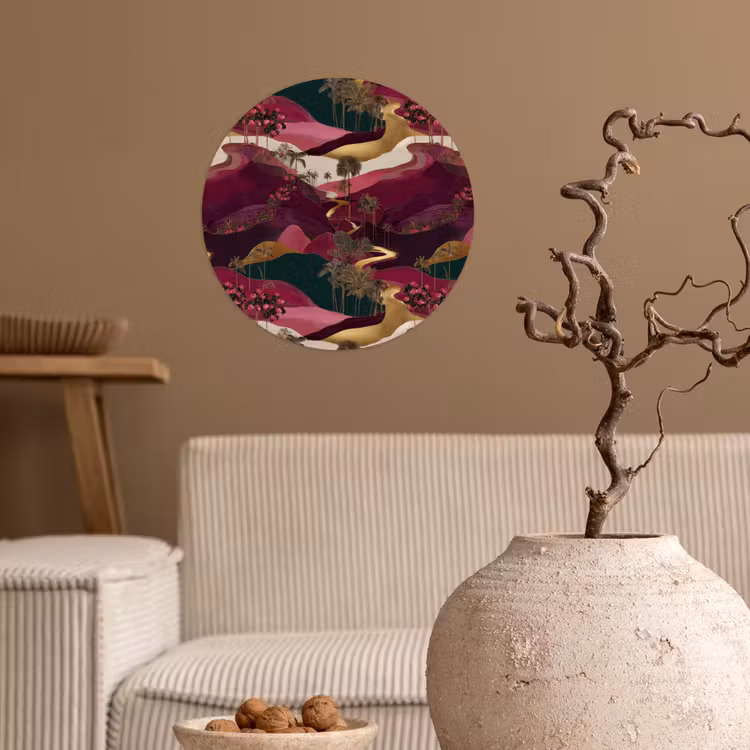 Magisch - Palmbomen - Goud Wandcirkel behangsticker klein 186 -sfeer1
