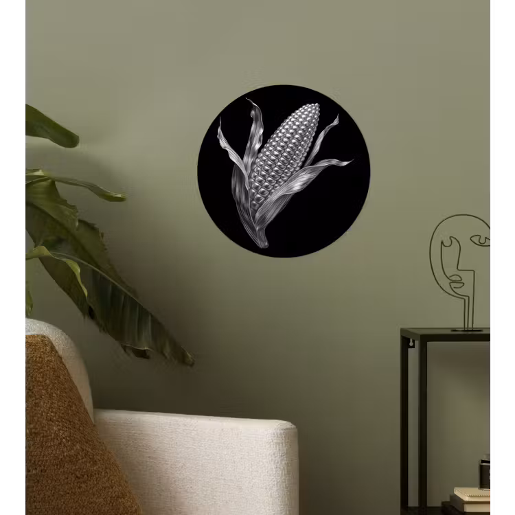 Maïskolf - Glanzend metaal - Elegant Wandcirkel behangsticker klein -sfeer2