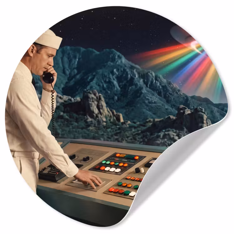 Behangcirkel - Man - Controlekamer - Strand - Man - Controlekamer - Strand Wandcirkel behangsticker klein