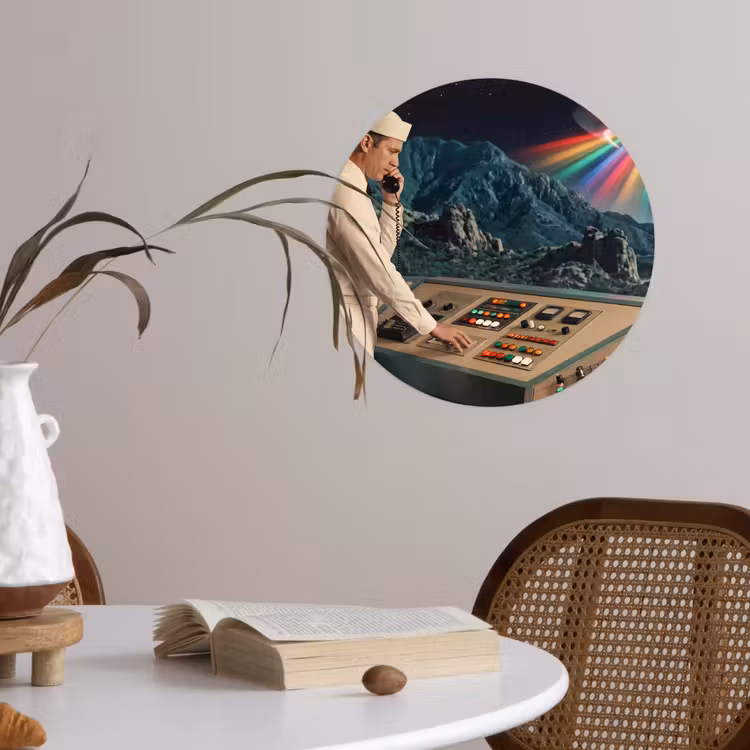 Behangcirkel - Man - Controlekamer - Strand - Man - Controlekamer - Strand Wandcirkel behangsticker klein