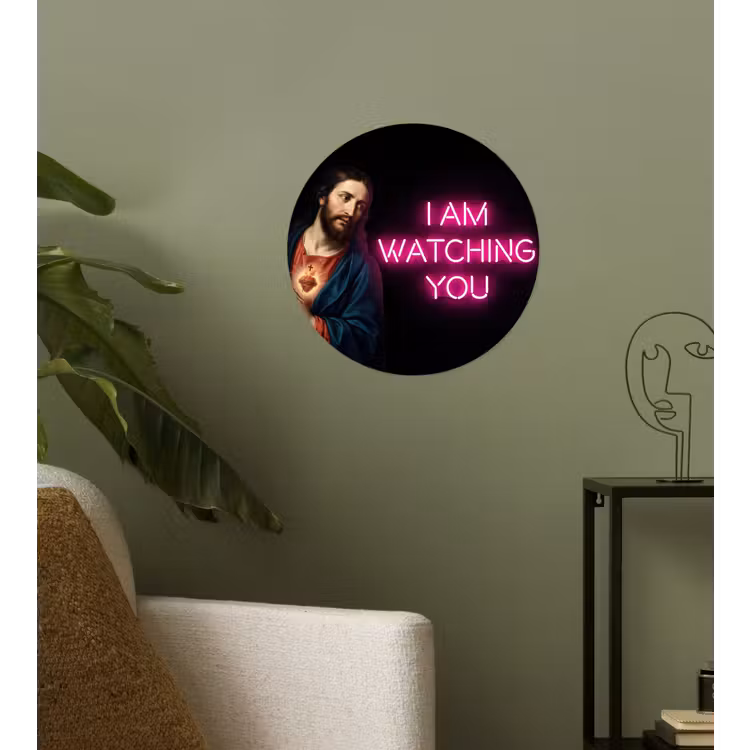 Man - Tekst - Neon Wandcirkel behangsticker klein -sfeer2