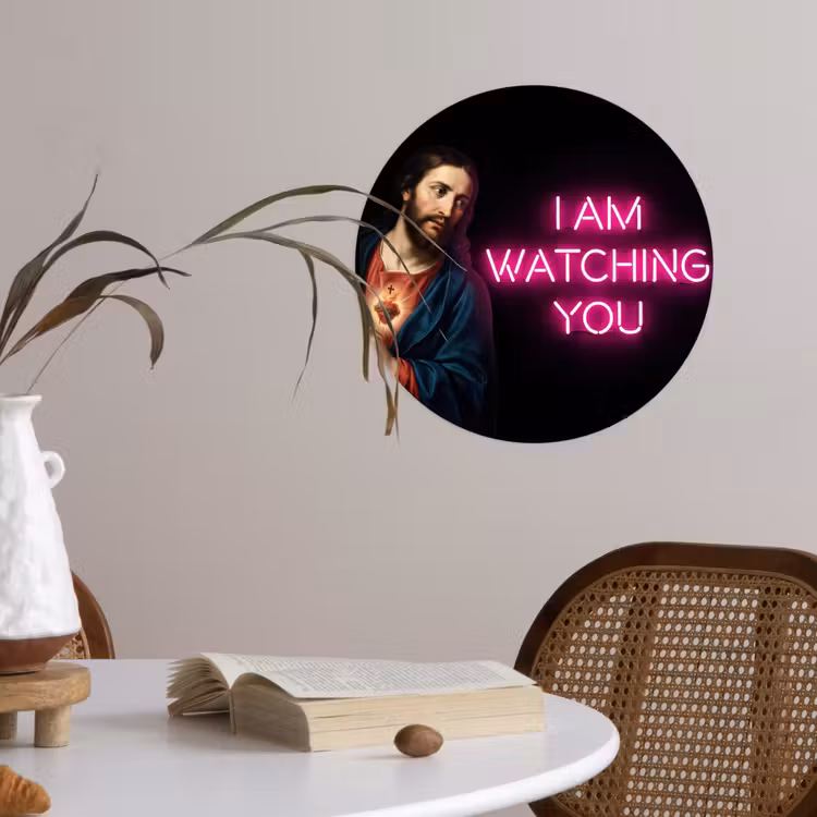 Man - Tekst - Neon Wandcirkel behangsticker klein -sfeer3