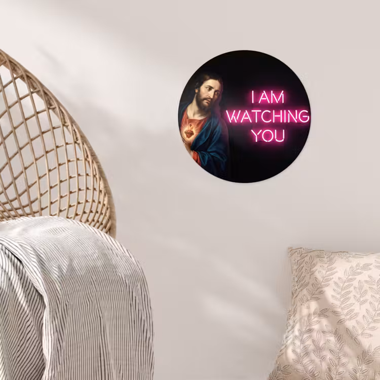 Man - Tekst - Neon Wandcirkel behangsticker klein -sfeer4