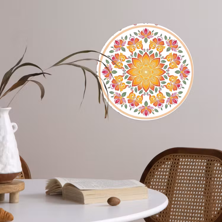 Mandala - Bloemen - Decoratie - Kleurrijk - Abstract Wandcirkel behangsticker klein -sfeer3