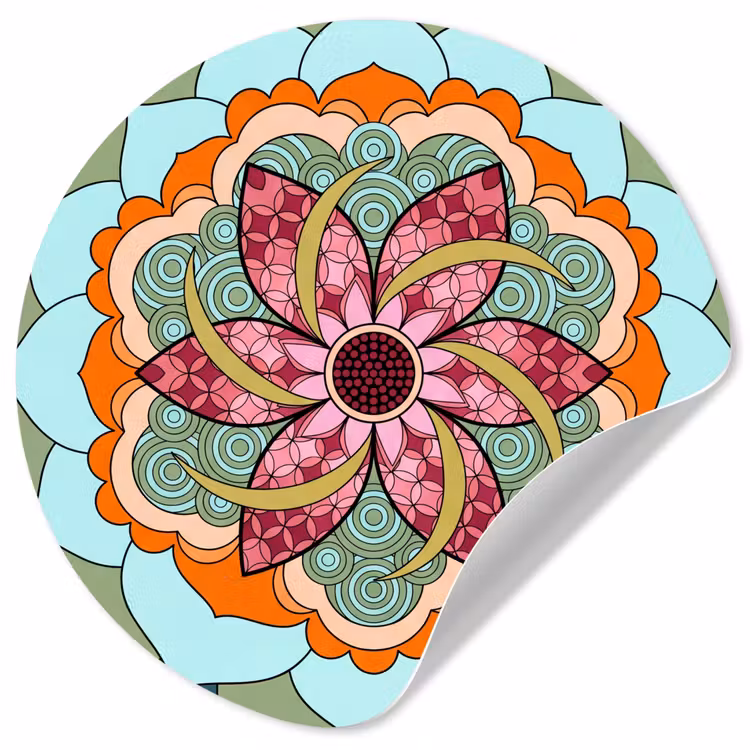 Mandala - Geometrisch - Kunst - Decoratief - Kleurrijk Wandcirkel behangsticker klein -3d
