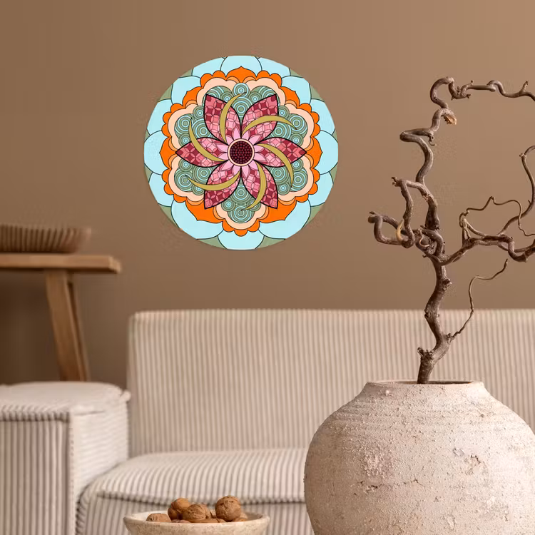Mandala - Geometrisch - Kunst - Decoratief - Kleurrijk Wandcirkel behangsticker klein -sfeer1