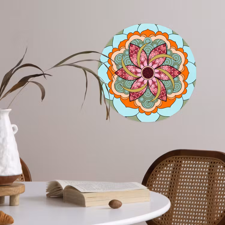 Mandala - Geometrisch - Kunst - Decoratief - Kleurrijk Wandcirkel behangsticker klein -sfeer3
