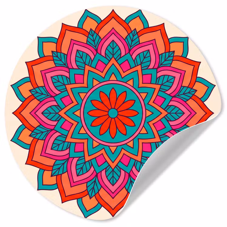 Mandala - Patroon - Abstract - Kleurrijk - Modern Wandcirkel behangsticker klein -3d