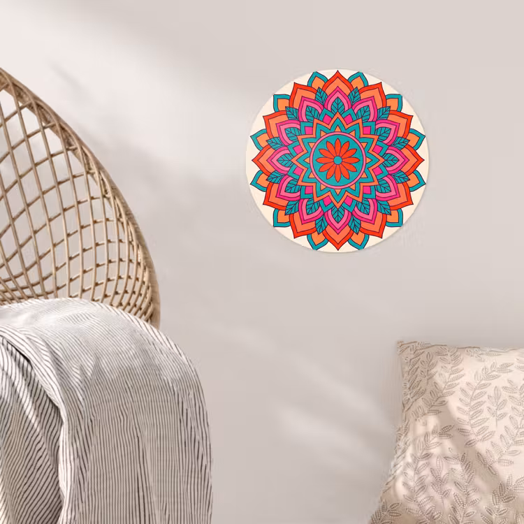 Mandala - Patroon - Abstract - Kleurrijk - Modern Wandcirkel behangsticker klein -sfeer4