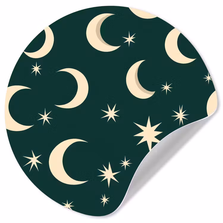 Manen - Sterren - Groen Wandcirkel behangsticker klein 186 -3d
