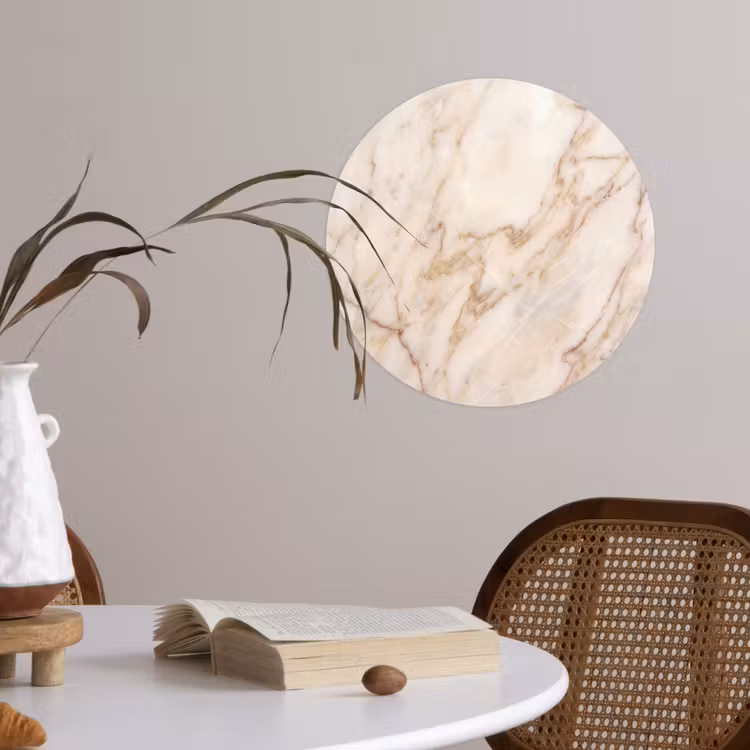 Marmer - Ader - Abstract - Wit - Goud Wandcirkel behangsticker klein -sfeer3