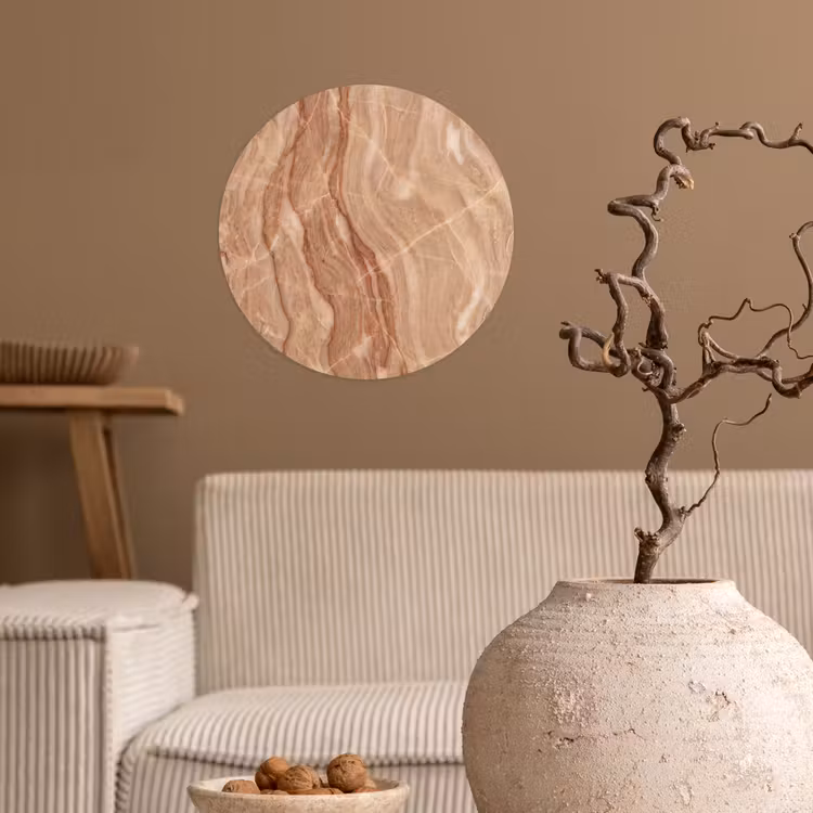Marmer - Ader - Natuur - Abstract - Beige Wandcirkel behangsticker klein -sfeer1