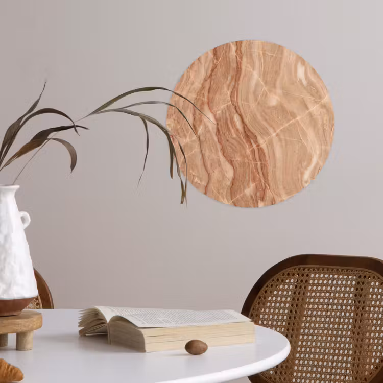 Marmer - Ader - Natuur - Abstract - Beige Wandcirkel behangsticker klein -sfeer3