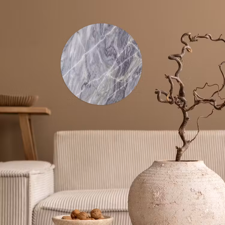 Marmer - Ader - Patroon - Abstract - Grijs Wandcirkel behangsticker klein -sfeer1
