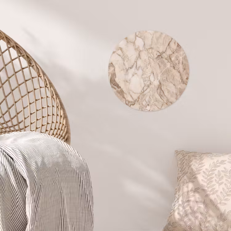 Marmer - Aderen - Textuur - Beige - Modern Wandcirkel behangsticker klein -sfeer4