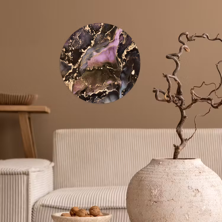 Marmer - Gold - Steen - Abstract Wandcirkel behangsticker klein -sfeer1