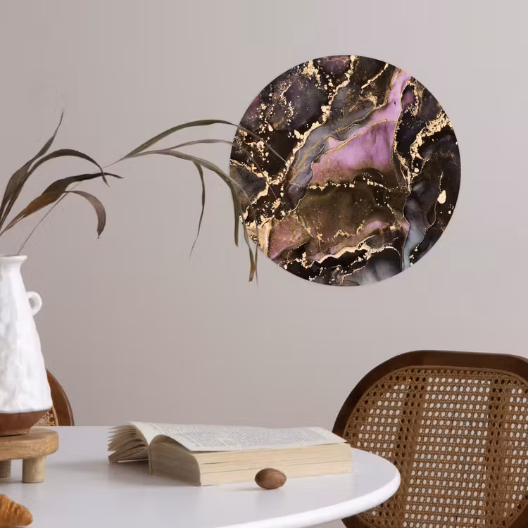 Marmer - Gold - Steen - Abstract Wandcirkel behangsticker klein -sfeer3