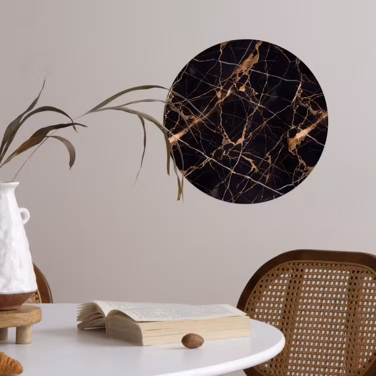 Marmer - Goud - Abstract - Zwart Wandcirkel behangsticker klein -sfeer3